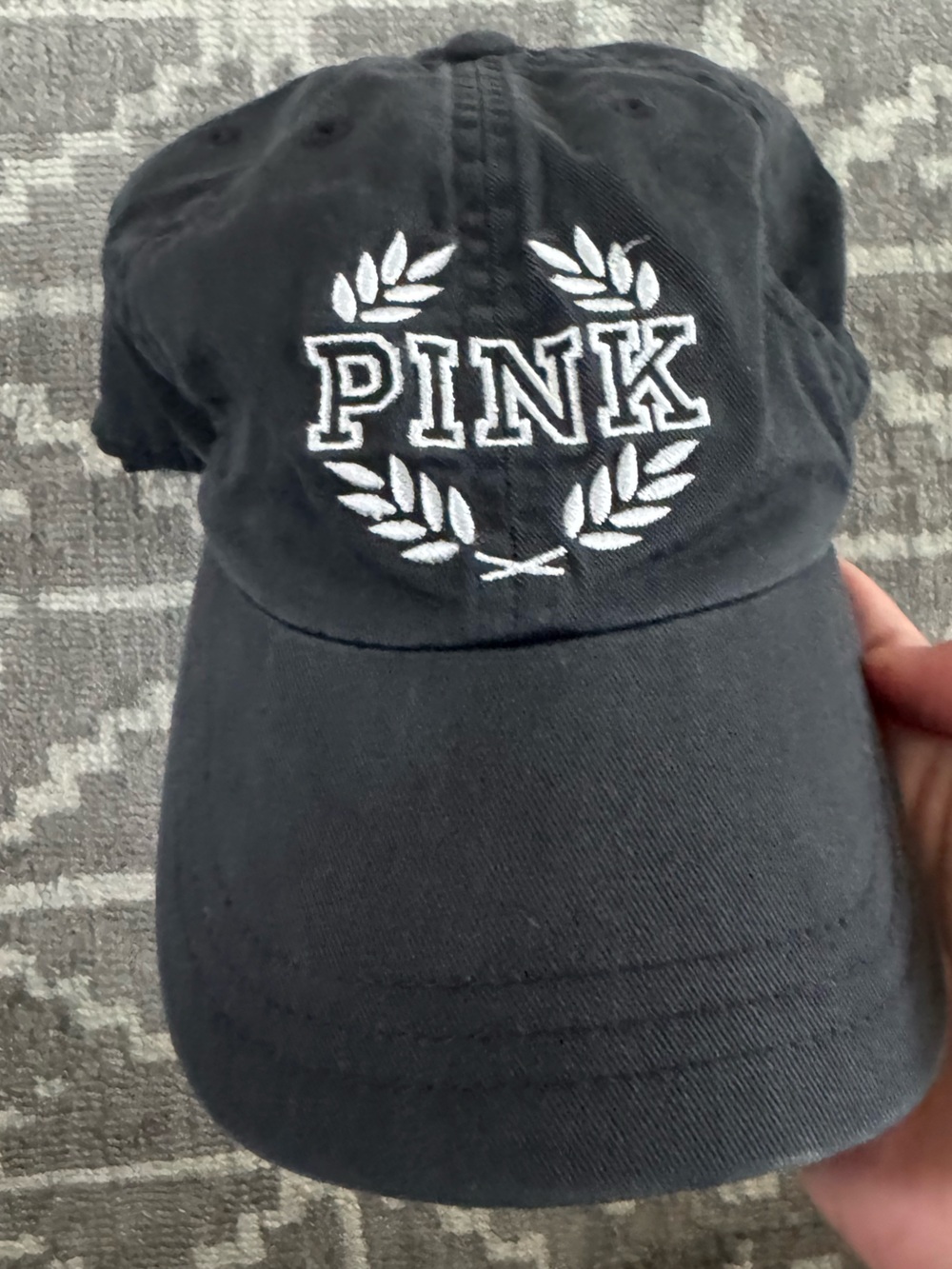 Victoria’s Secret PINK Black Embroidered Logo Baseball Cap Hat OS